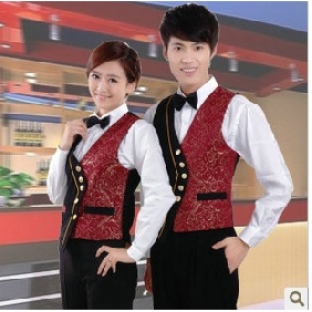 Red Japanese Restaurant Vest Style Uniforms