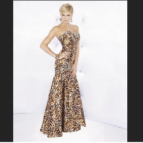 Leopard Floor Length Backless Bridesmaid Dresses