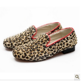 Leopard With Rivets Punk Men's Casual Shoes