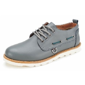 Gray Real Leather Business Punk Men's Casual Shoes