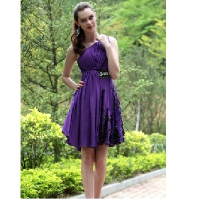 Purple Chiffon Beaded Ruffles Backless Bridesmaid Dresses