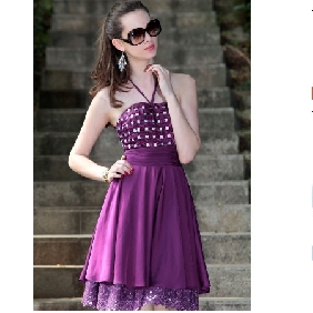 Satin Tulle Backless Layered Purple Bridesmaid Dresses