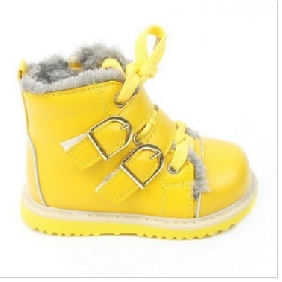 Yellow Girl's Leather Lace Up Baby Boots