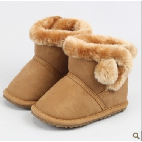 Brown Anti Slip Girl's Snow Baby Boots