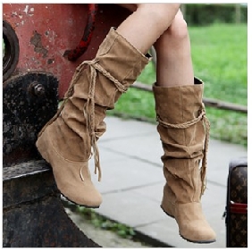 Flat Bottom Tassel Lace Up Women's Boots