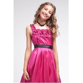 Blue With Black Ribbons Taffeta Junior Bridesmaid Dresses