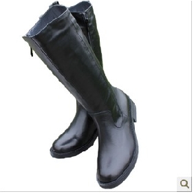 Black Knee Length Wool Fashion Military Men's Casual Boots
