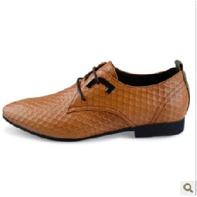 With Lattice Genuine Leather Brown Men's Dress Shoes