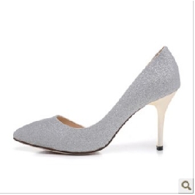 Sliver Shiny Diamond High Heel Pumps