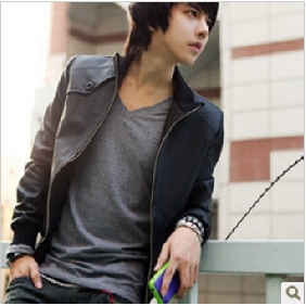 Black Fashion Casual Slim Men's Jackets & Coats
