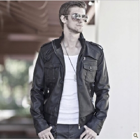 Black PU Leather Stylish Men's Jackets & Coats