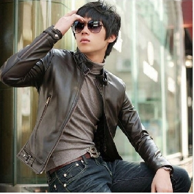 Coffee Short Style With Zipper Men's Jackets & Coats
