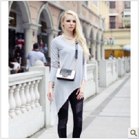 Gray White Long Style Loose Casual Women's Tank Tops