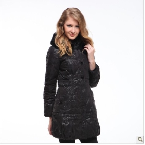 Black Long Style Windproof Women's Jackets & Coats