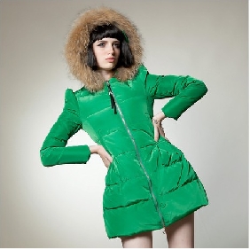 Green Long Sleeves With Zipper Women's Jackets & Coats