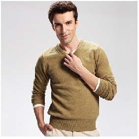 Yellow Pure Wool Fashion Casual Men's Sweaters