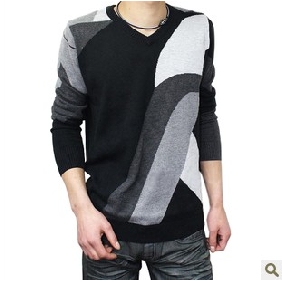 Black With Sleeves Casual Loose Men's Sweaters