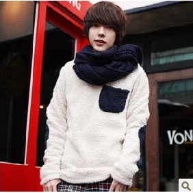 White Pure Wool Long Sleeves Men's Sweaters
