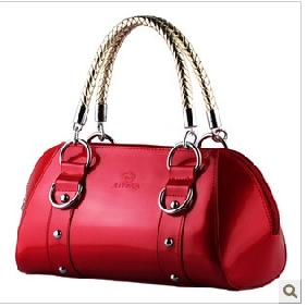 Red PU Leather With Handle Evening Bags