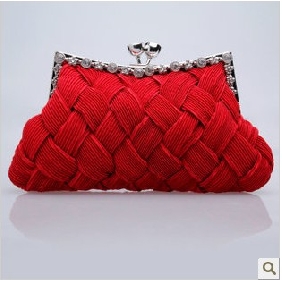 Red Shiny Diamond Lattice Style Evening Bags