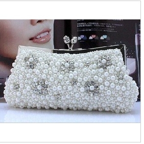 White Clutches Design All Shiny Pearls Evening Bags