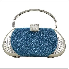 Blue With Handle Shiny Diamond Party Evening Bags
