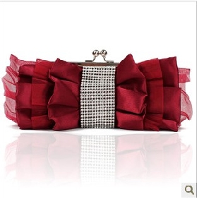 Red Double Layers Satin Tulle Evening Bags