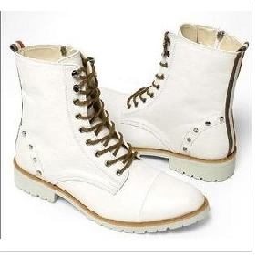 White Lace Up Winter Fashion Men's Casual Boots