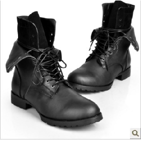 Black Winter Fashion Leather Men's Casual Boots