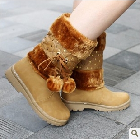 Brown Winter Fashion Wool Women's Boots