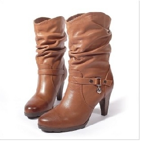 Brown Ruffles Small Heel Fashion Casual Women's Boots