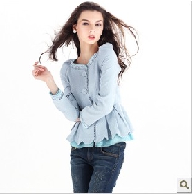 Blue With Buttons Lace Ruffles Women's Tank Tops
