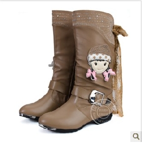 Real Leather Lace Up Girl's Winter Fashion Shoes