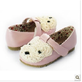 Pink Bear Images On Flat Bottom Girl's Shoes