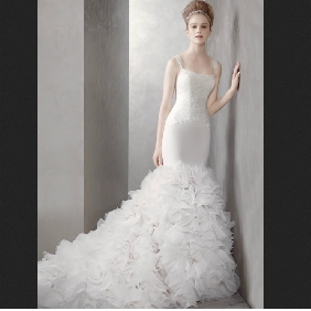 White Spaghetti Straps Full Length Ball Princess Wedding Dresses