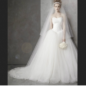 White Sleeveless Ball Organza Beaded Princess Wedding Dresses