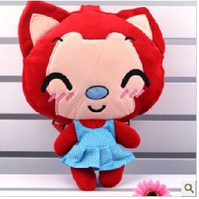 Red Raccoon Dog Style Shoulders Kids Backpacks
