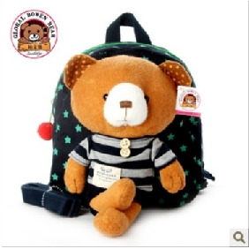 Brown Bear Star On Nylon Kids Backpacks