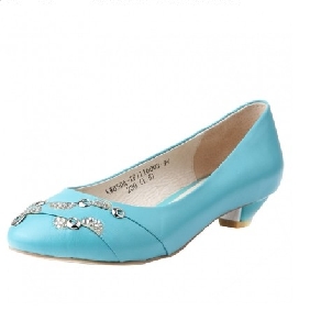 Blue Low Heel Real Leather Women's Casual Shoes
