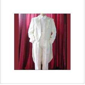 White Satin-framed Regular Length Groom Tuxedos
