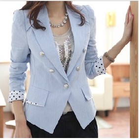 Light Blue Slim Office Lady Women's Suits