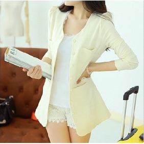 Ivory Round Neck With Buttons Women's Suits