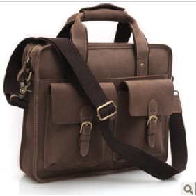 Coffee Real Leather Retro Style Briefcases
