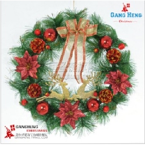 Green Red Wreath Shape Big Bow Christmas Decorations