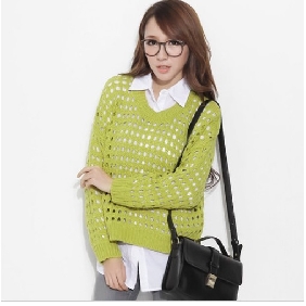 Green With Hollow Woven Fashion Women's Tank Tops