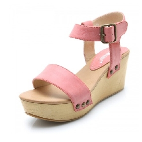 Light Pink Leather With Rivets Women's Espadrilles & Wedge Shoes