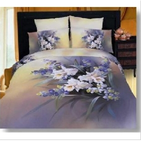 4 Pieces Pure Cotton Purple Flowers On Bedding Set