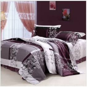 4 Pieces White Purple Europe Style Simple Modern Bedding Set