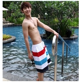 Colourful Stripes Lace Up Fashion Sexy Men's Beach Shorts