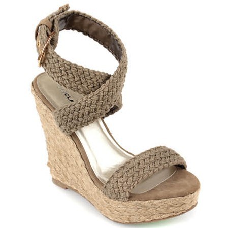 Coffee High Heel Straw Style Women's Espadrilles & Wedge Shoes